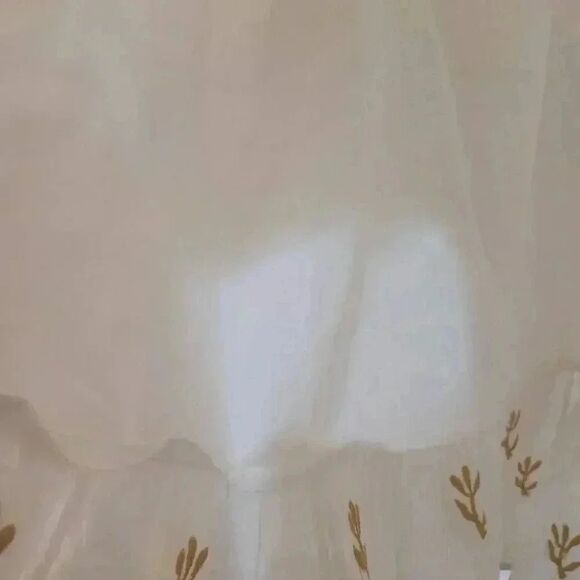 LOV Women's Off-White Cotton & Gold Floral-Embroidered Dress - Picture 13 of 15